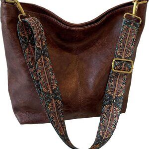 Fashion Hobo Bags for Women Vegan Leather Crossbody Bag with Guitar Strap Should